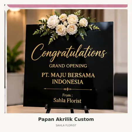 Papan Bunga Akrilik Kayu Putih